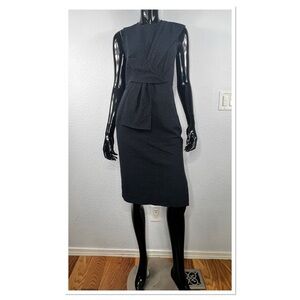 Timo Weiland Cotton Blend Jacquard Textured Twist Bow Fitted Sheath Dress Sz 4